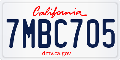 CA license plate 7MBC705