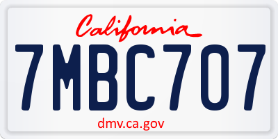 CA license plate 7MBC707