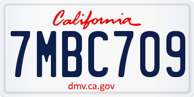 CA license plate 7MBC709