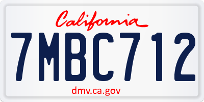 CA license plate 7MBC712