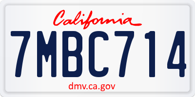 CA license plate 7MBC714