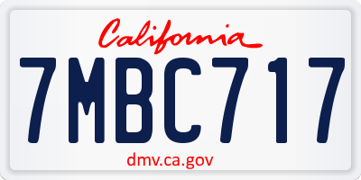 CA license plate 7MBC717