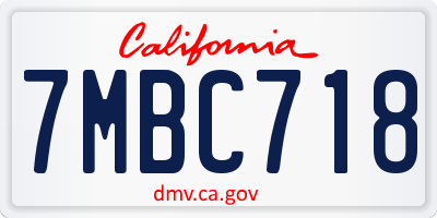 CA license plate 7MBC718