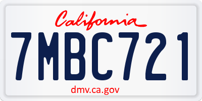 CA license plate 7MBC721