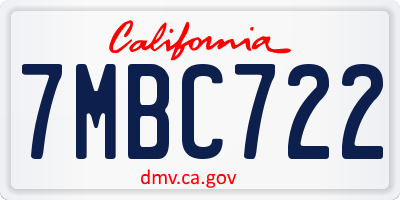 CA license plate 7MBC722