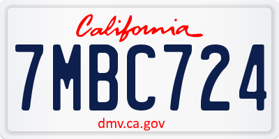 CA license plate 7MBC724