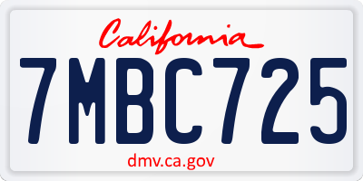 CA license plate 7MBC725