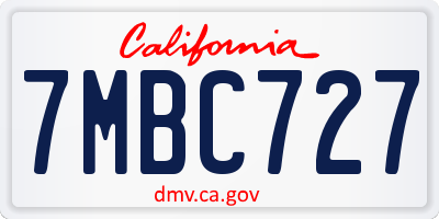 CA license plate 7MBC727