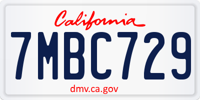 CA license plate 7MBC729