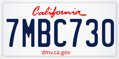 CA license plate 7MBC730