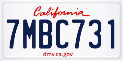 CA license plate 7MBC731