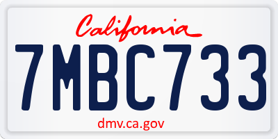 CA license plate 7MBC733