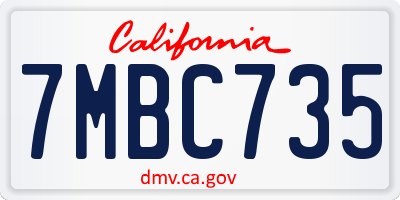 CA license plate 7MBC735