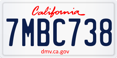 CA license plate 7MBC738