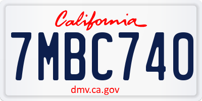 CA license plate 7MBC740