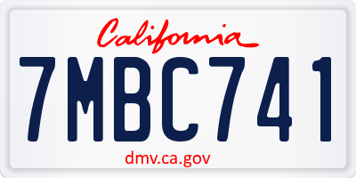 CA license plate 7MBC741