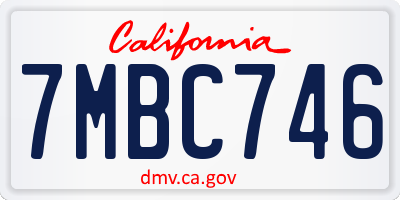CA license plate 7MBC746