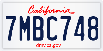 CA license plate 7MBC748