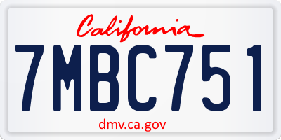 CA license plate 7MBC751