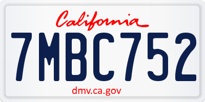 CA license plate 7MBC752