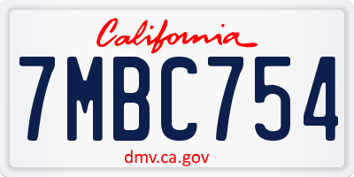 CA license plate 7MBC754