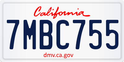 CA license plate 7MBC755