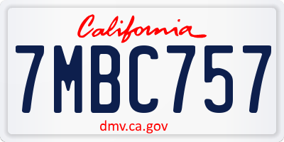 CA license plate 7MBC757
