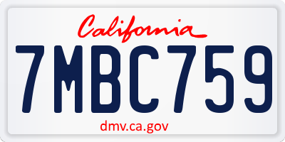 CA license plate 7MBC759
