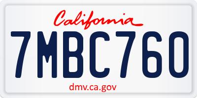 CA license plate 7MBC760