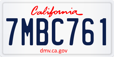 CA license plate 7MBC761