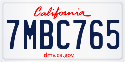 CA license plate 7MBC765
