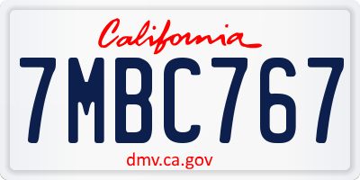 CA license plate 7MBC767