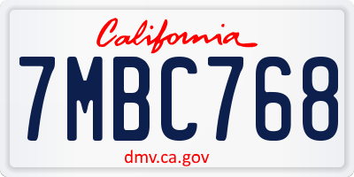 CA license plate 7MBC768