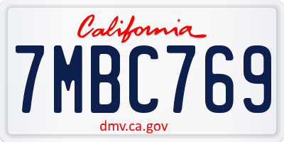 CA license plate 7MBC769