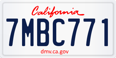 CA license plate 7MBC771