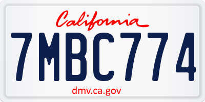 CA license plate 7MBC774