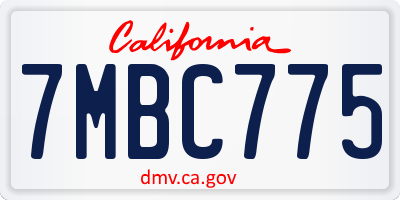 CA license plate 7MBC775