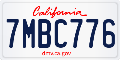 CA license plate 7MBC776