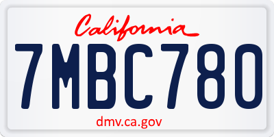 CA license plate 7MBC780