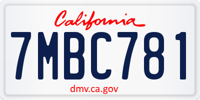 CA license plate 7MBC781