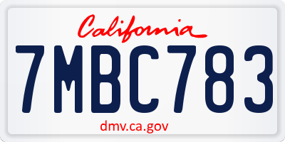 CA license plate 7MBC783