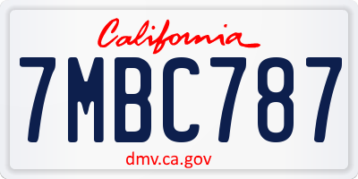 CA license plate 7MBC787