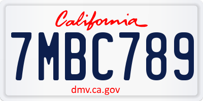 CA license plate 7MBC789