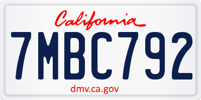 CA license plate 7MBC792