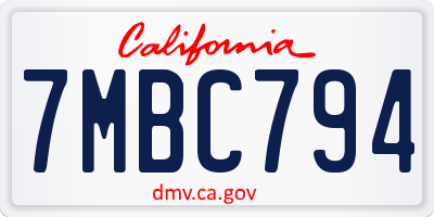 CA license plate 7MBC794