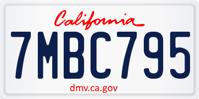 CA license plate 7MBC795