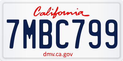 CA license plate 7MBC799