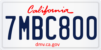 CA license plate 7MBC800