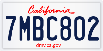 CA license plate 7MBC802