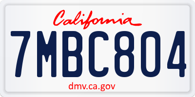 CA license plate 7MBC804